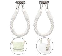 Niciksty 2pcs Rope Toilet Roll Holder, Toilet Roll Holder Industrial Rope, Nautical Retro Toilet Paper Holder, Toilet Roll Holder Wall Mounted for Bathroom, White
