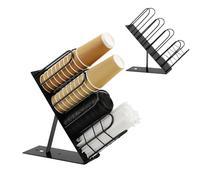 Niciksty 4-Compartment Adjustable Coffee Cup Dispenser, Black Metal Countertop Cup Holder for Home Office, Kitchen, Dormitory