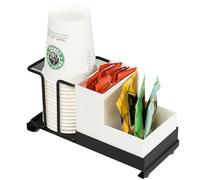 Niciksty Coffee Paper Cup Organizer, Disposable Cup Holder with 2 Compartment Storage Box, Coffee Station Organizer for Countertop for Kitchen or Office Break Room