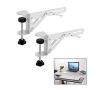 Niciksty Desk Extender Clamp for DIY Custom Wooden Desk Extender Board (Board not Included), Punch-Free Computer Keyboard Tray Clamp for Home or Office (White)