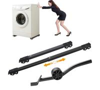 Niciksty Extendable Furniture Appliances Rollers, Heavy Duty Furniture Appliances Rollers with 24 Roller & Pry Bar, Mobile Washing Machine Base for Washer and Dryer Machines, Furniture (Black)
