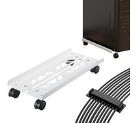 Niciksty Mobile CPU Stand with Self Adhesive Cable Management Clips, Adjustable PC Tower Stand, Computer Tower Stand with 4 Caster Wheels Fits Most PC (White)