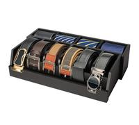 Niciksty Wood Belt Organizer, 6 Grids Belt Rack with 4 Grids Tie Rack, Belt Storage Holder for The Closet and Drawer, Belt Storage Organizer and Displayer, Tie Holder Storage for Men Women, Black