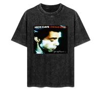 Nick Cave & The Bad Seeds Your Funeral My Trial Men and Women Vintage Washed Short Sleeve T-Shirt Streetwear Loose Casual Size S Black