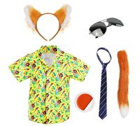 Nick Fox Costume 3pcs - Ears, Tie & Nose - XXLarge