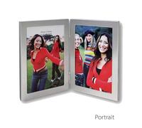 Zep Nick Silver Double 7x5 Portrait Photo Frame, Metal, 19.5x28.5x1.5 cm