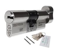 Nickel, 45/35 (80mm) greenteQ Orion TS007 3-Star Anti-Snap Thumbturn Euro Cylinder Twist Lock Door Barrel