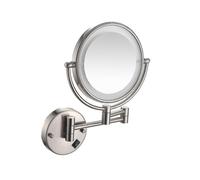 (Nickel Brushed, 5X) 10x Led Lighted Wall Mounted Mirror Wiring
