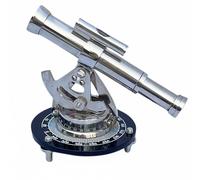 Nickel Finish Alidade Compass Telescope - Maritime Brass Theodolite with Magnetic Compass & Bubble Level - Nautical Desk Collectible for Home & Office Decor - 100% Handmade