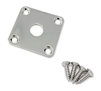 Nickel Metal Flat Square Jack Plate for Gibson Les Paul Guitar with Screws by VINTAGE FORGE | JPS40-NKL