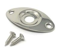 Nickel Oval Jack Plate for Guitar & Bass with Screws Curved Metal Indented Football Shape by VINTAGE FORGE | JPF20-NKL