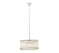 Nickel Pendant Light, Drum-Shaped 6 Bulb Ceiling Fixture, Fluted Clear Glass Panels, Contemporary Lighting Interiors by Premier Silver One Size