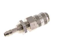 Nickel-plated Brass DN 5 Air Coupling Socket 6 mm Hose Pillar Bulkhead Double Shut-Off