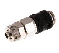 Nickel-plated Brass DN 5 Black Air Coupling Socket 6x8 mm Union Nut Double Shut-Off