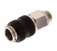 Nickel-plated Brass DN 5 Black Air Coupling Socket G 1/8 inch Male Double Shut-Off