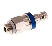 Nickel-plated Brass DN 5 Blue Air Coupling Plug G 1/8 inch Male Double Shut-Off
