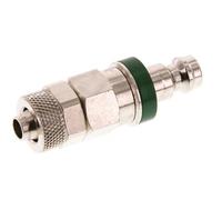 Nickel-plated Brass DN 5 Green Air Coupling Plug 6x8 mm Union Nut Double Shut-Off
