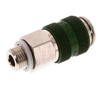 Nickel-plated Brass DN 5 Green Air Coupling Socket G 1/8 inch Male Double Shut-Off