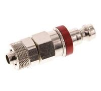 Nickel-plated Brass DN 5 Red Air Coupling Plug 6x8 mm Union Nut Double Shut-Off