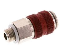 Nickel-plated Brass DN 5 Red Air Coupling Socket G 1/8 inch Male Double Shut-Off