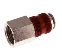 Nickel-plated Brass DN 5 Red Air Coupling Socket G 3/8 inch Female Double Shut-Off