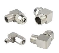 Nickel-Plated Brass Pneumatic Tube Fitting, 90 Degree Elbow 8mm OD x G1/4 Male Thread Union Connector,304 Stainless Steel Quick Twist Locknut Adapter for Air Compressor Hose,1pcs(PL6-02)