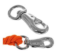 Nickel-Plated Rope Snaps - 5 Pack of 7/8 Inch Round Swivel Bull Snap - for 0.5 Inch, 0.75 Inch, and 1 Inch Rope - Stainless Steel Trigger Spring