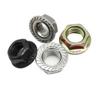 Nickel Plating Black Colored Zinc Hexagon Flange Nuts M2M2.5M3M4M5M6M8M10M12 Pinking Automatic Locking DIN6923 Serrated Spinlock(Colored zinc,M6(20pcs))