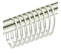 Nickel Shower Curtain Rings, Rustproof Shower Curtain Hooks for Bathroom, ZESLMG Decorative Shower Hooks Rings for Shower Curtain Rod Hangers, Set of 12 D-Shaped Design