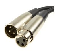 Nickel XLR Male Plug To XLR Female Socket Black Cable Lead 20m