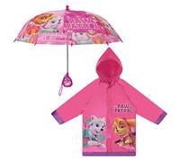 Nickelodeon Baby Girls Kids Umbrella and Slicker, Paw Patrol Toddler and Little Rain Wear Set, for Ages 2-7, Dark Pink, 4-5 Years