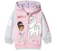 Nickelodeon Baby Girls' Nella The Princess Knight Toddler Zip Up Hoodie-Nick Jr. Hooded Sweatshirt, Lilac/Heather Grey, 4-5 Years