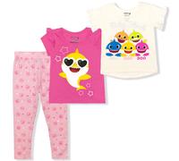 Nickelodeon Baby Shark Girls T-Shirts and Legging Pants Set for Infant and Toddlers - Pink/White