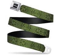 Nickelodeon Belt, Seatbelt Buckle Belt, Avatar Last Airbender Earth Element Symbol Black Olive Green, Adjustable, Green, 1.0" Wide - Fits Pant Size 20-36