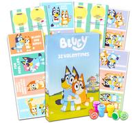 Nickelodeon Bluey Valentines Day Cards Super Set - Bundle Includes 32 Bluey Valentines with Stickers and Puppy Paw Stampers | Bluey Cards for Classro