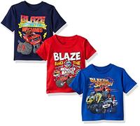 Nickelodeon Boys' Blaze & Monster Machines 3 Pack T-Shirt Bundle, Royal/Red/Navy, 5t