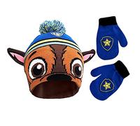 Nickelodeon Boy's Paw Patrol Character Beanie Hat and Mittens Set Winter Accessory, Chase Design, 2-4 Years