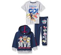 Nickelodeon Boys' Paw Patrol Graphic Hoodie, T-Shirt, & Jogger Sweatpant, 3-Piece Athleisure Outfit Bundle Set-Toddler Nick Jr. Baby, Navy/Heather Grey, 4 Years