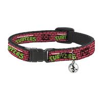 Nickelodeon Breakaway Cat Collar with Bell, Easy Adjustable, Teenage Mutant Ninja Turtles Brick Title Logo Red, 8.5 to 12 Inches 0.5 Inch Wide