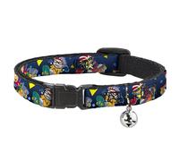 Nickelodeon Cat Collar, Breakaway Collar with Bell, Rocket Power Character Poses Shapes Cool Gray Multi Color, 8.5 to 12 Inches 0.5 Inch Wide