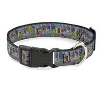 Nickelodeon Dog Collar with Plastic Buckle, Quick Release, Easy Adjustable, Ninja Turtles Battle Purple Foot Soldier Video Game Scene, 9.5 to 13 Inches 1.0 Inch Wide