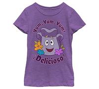 Nickelodeon Dora The Explorer Backpack Delicioso Girls Short Sleeve Tee Shirt, Purple Berry, S