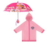 Nickelodeon Girl Umbrella and Poncho Raincoat Set, Paw Patrol Rain Wear for Toddler 2-3 Or Kids 4-7 Slicker, Light Pink, 0