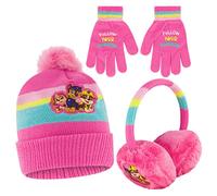 Nickelodeon Girls' Winter Hat Earmuffs and Kids Gloves Set, Paw Patrol for Age 4-7 Beanie Years (Pack of 3)