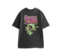 Nickelodeon Invader Zim Mens Black Short Sleeve Graphic Tee | Zim & Gir Cartoon Character Print | Crew Neck T-Shirt Top | Classic Show Branding Merch