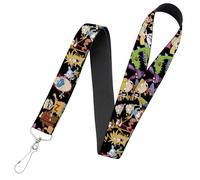 Nickelodeon Lanyard, Nick 90s Character Poses Black, Elastic
