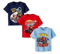 Nickelodeon Little Boys' Toddler Blaze and Monster Machines 3 Pack T-Shirt Bundle Red/Royal/Sky Blue 5T