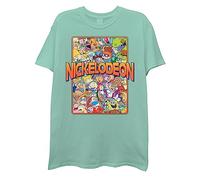 Nickelodeon Mens 90s Cartoon Shirt - Rugrats Hey Arnold Ren & Stimpy Rocko's Modern Life T-Shirt, Celadon, Medium