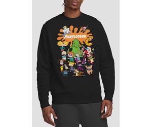Nickelodeon Men's Brand Nick Splat Group Crew Sweatshirt, Black | Size: Small Nickelodeon Black S