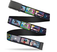 Nickelodeon Men's Buckle-Down Web Belt Nick 90's Rewind 1.25", Multicolor, Wide-Fits up to 42" Pant Size